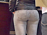 Oh my, what a butt in hot sexy jeans! It's great that this chick was standing in a line, so I had enough time to admire and film her.